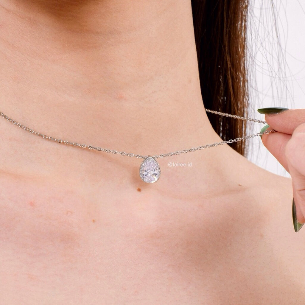 ALMA Zirconia Teardrop Chain Necklace - Wedding
