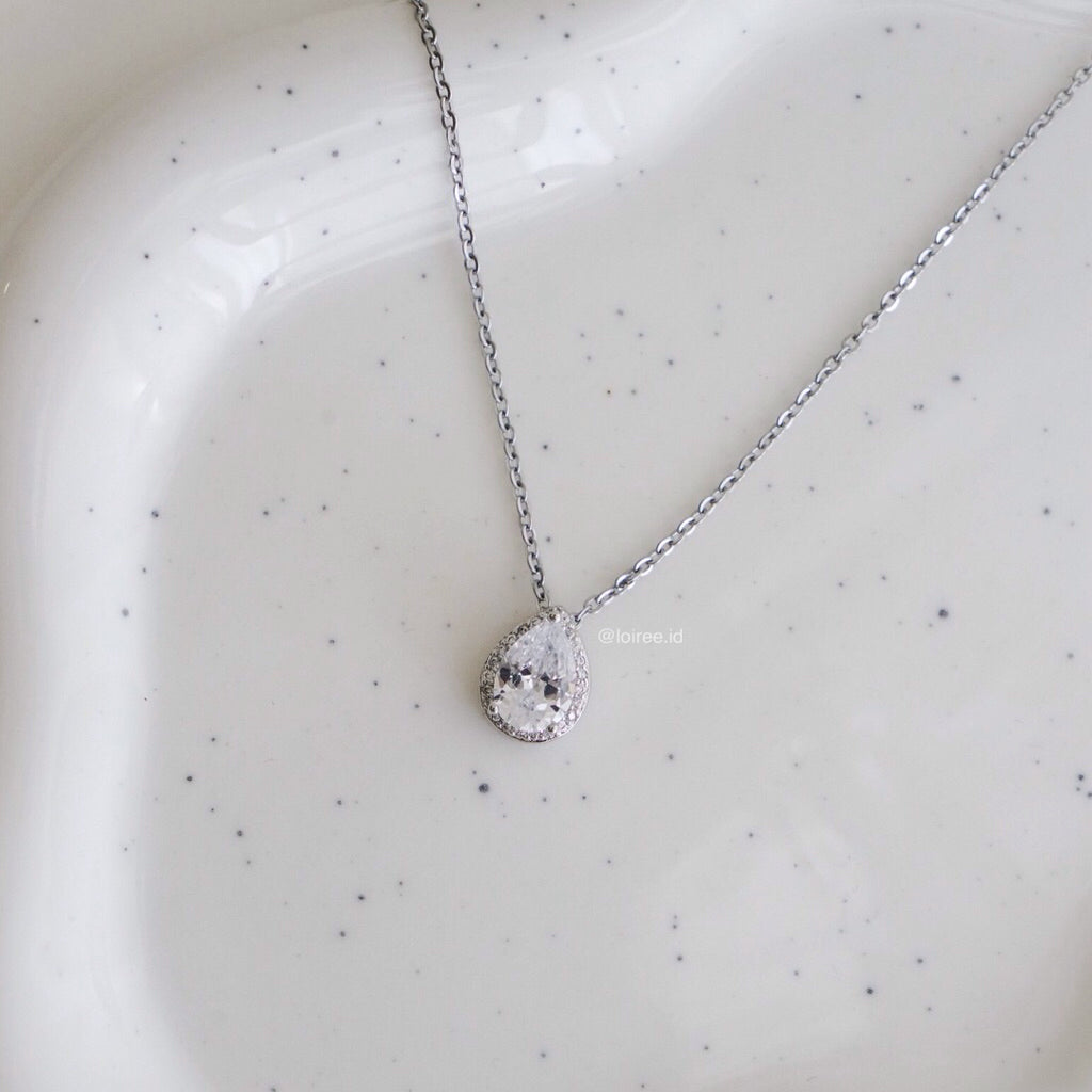 ALMA Zirconia Teardrop Chain Necklace - Wedding