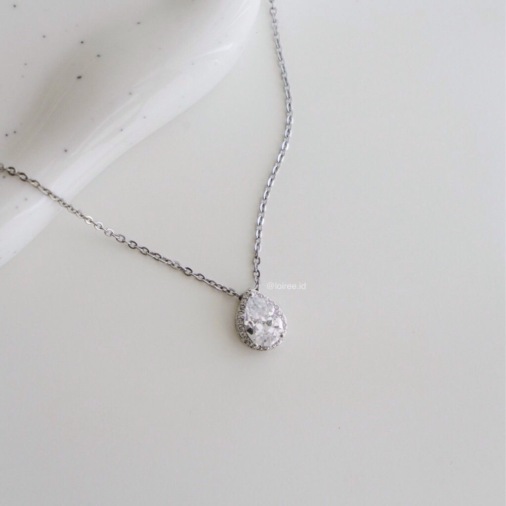 ALMA Zirconia Teardrop Chain Necklace - Wedding