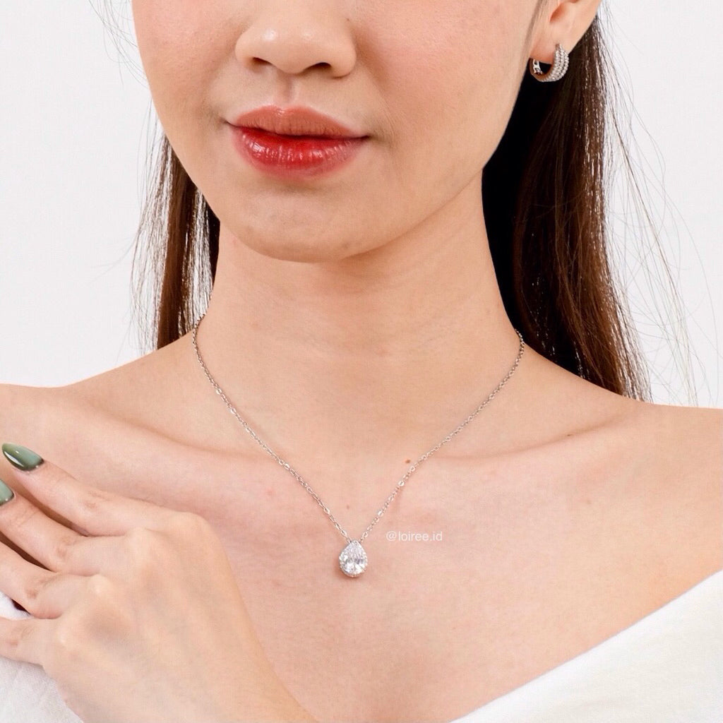 ALMA Zirconia Teardrop Chain Necklace - Wedding
