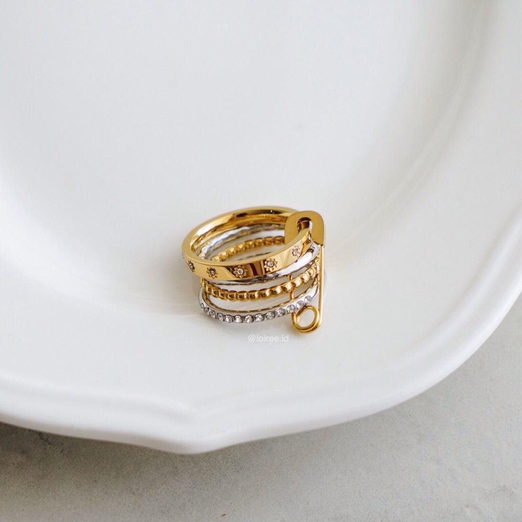 PAPERCLIP Multi-Layer Stacking Ring - Gold Plated