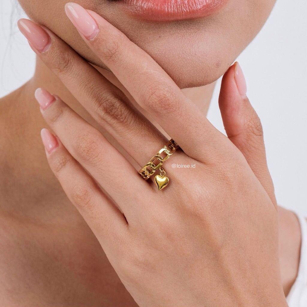 BRIAR Heart Adjustable Ring - 18K Gold Plated Stainless Steel