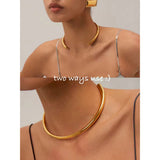 GRANDY Minimalist Classy Choker Necklace - 18K Gold Plated Stainless Steel