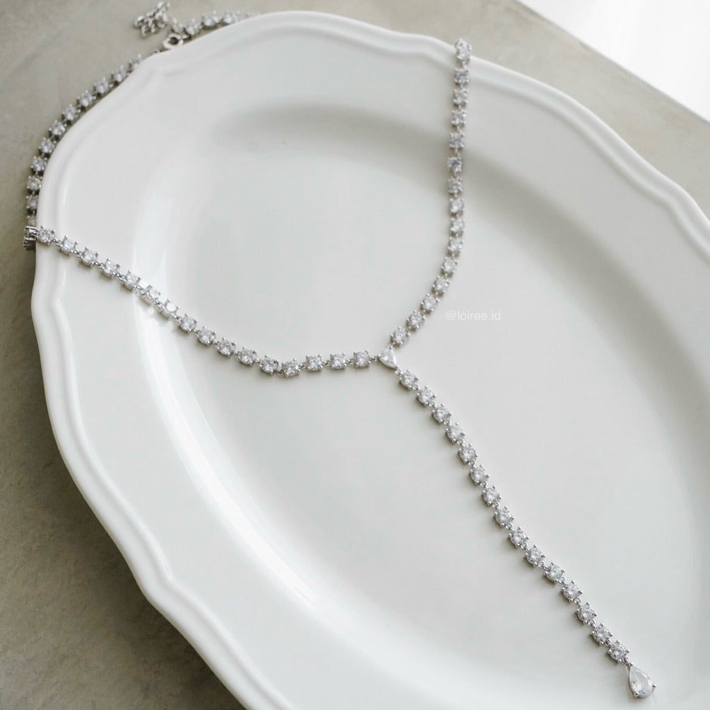 EVERLEIGH Zirconia Bridal Tennis Lariat Necklace - Wedding