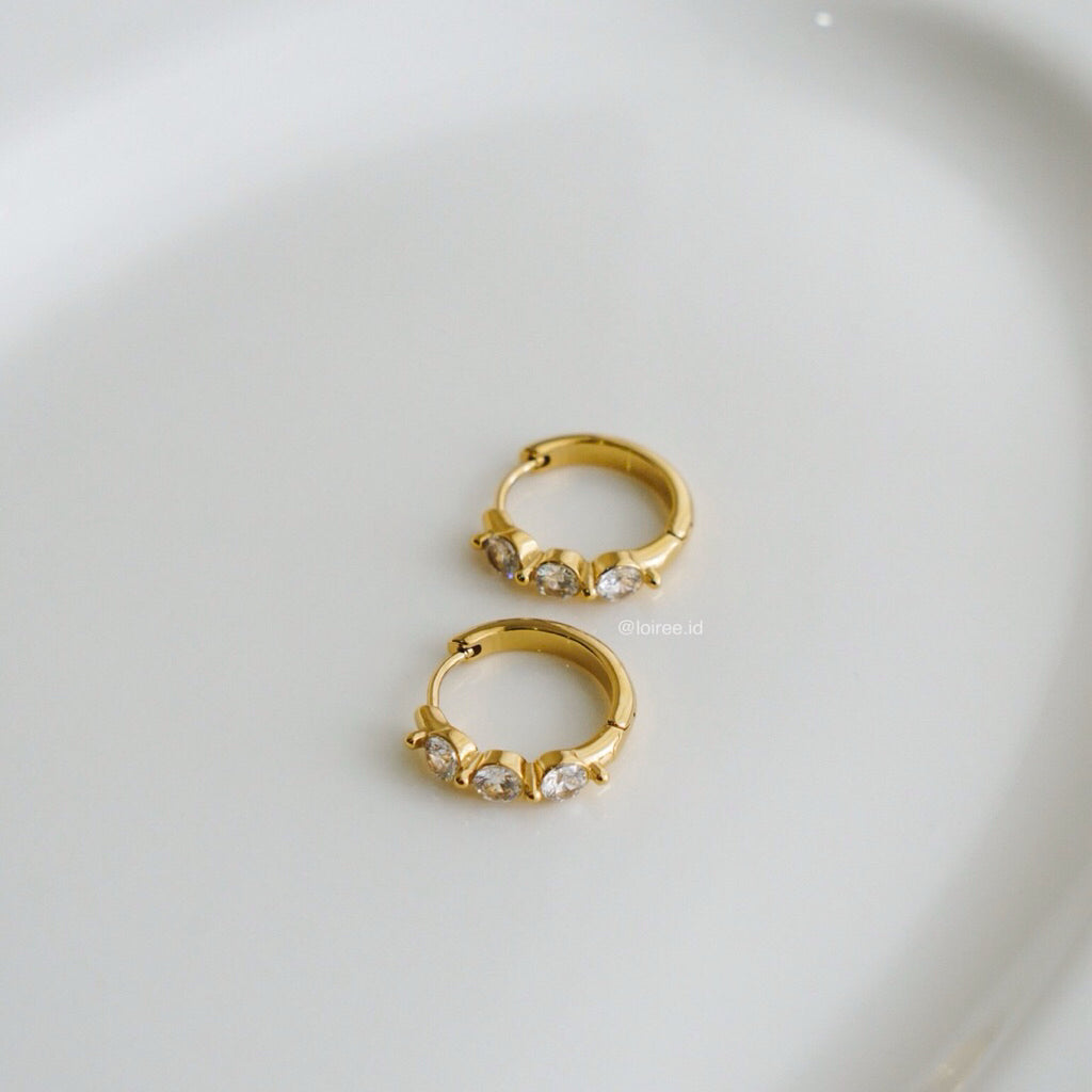 JULIAN Paved Hoop Earrings - 18K Gold Plated Stainless Steel