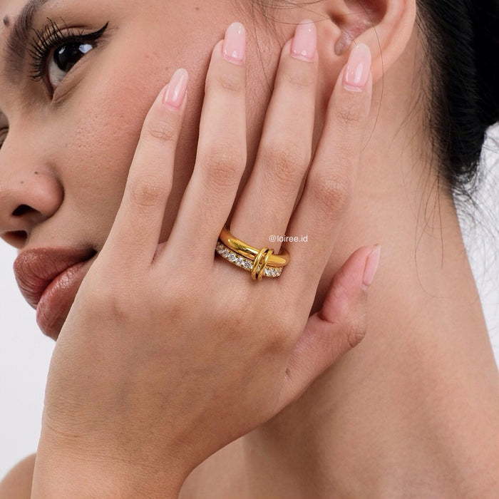 CAIRO Multi-Layer Stacking Ring - 18K Gold Plated Stainless Steel