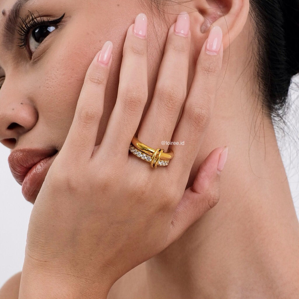 CAIRO Multi-Layer Stacking Ring - 18K Gold Plated Stainless Steel