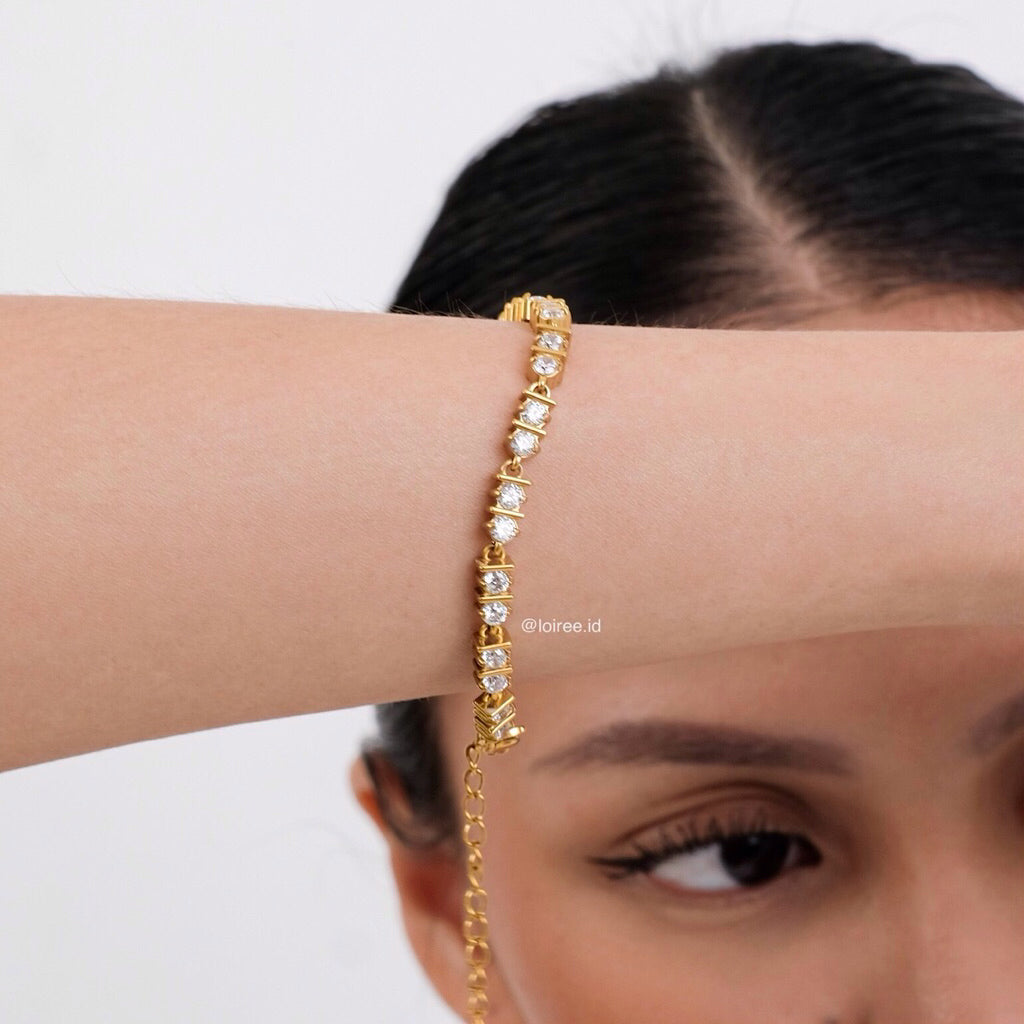 PIPER Zirconia Tennis Bracelet - 18K Gold Plated Stainless Steel
