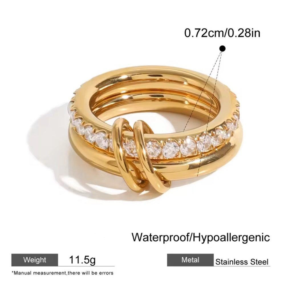 CAIRO Multi-Layer Stacking Ring - 18K Gold Plated Stainless Steel