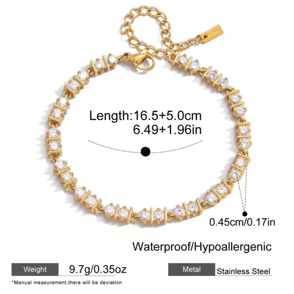 PIPER Zirconia Tennis Bracelet - 18K Gold Plated Stainless Steel