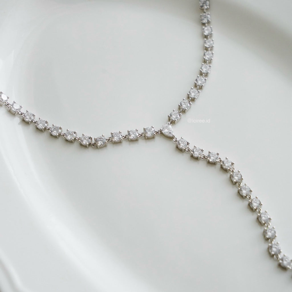 EVERLEIGH Zirconia Bridal Tennis Lariat Necklace - Wedding