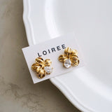 LOIREE - PAISLEY Flower Zirconia Earrings - Gold Plated