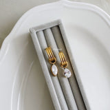 SKYLAR Teardrop Pendant Hoop Earrings - 18K Gold Plated Stainless Steel