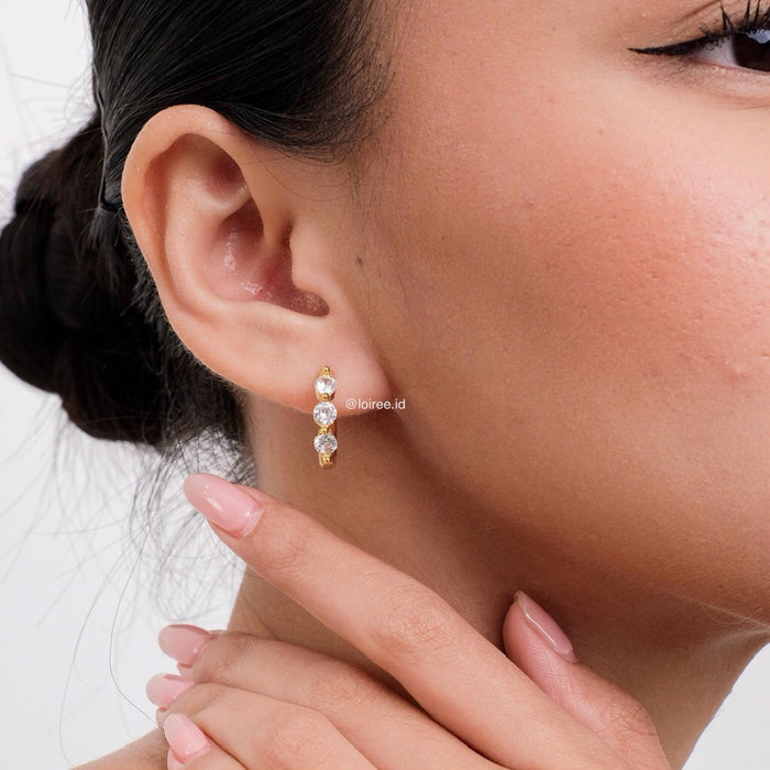 JULIAN Paved Hoop Earrings - 18K Gold Plated Stainless Steel