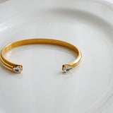 ADALYN Zirconia Cuff Bangle Bracelet - 18K Gold Plated Stainless Steel