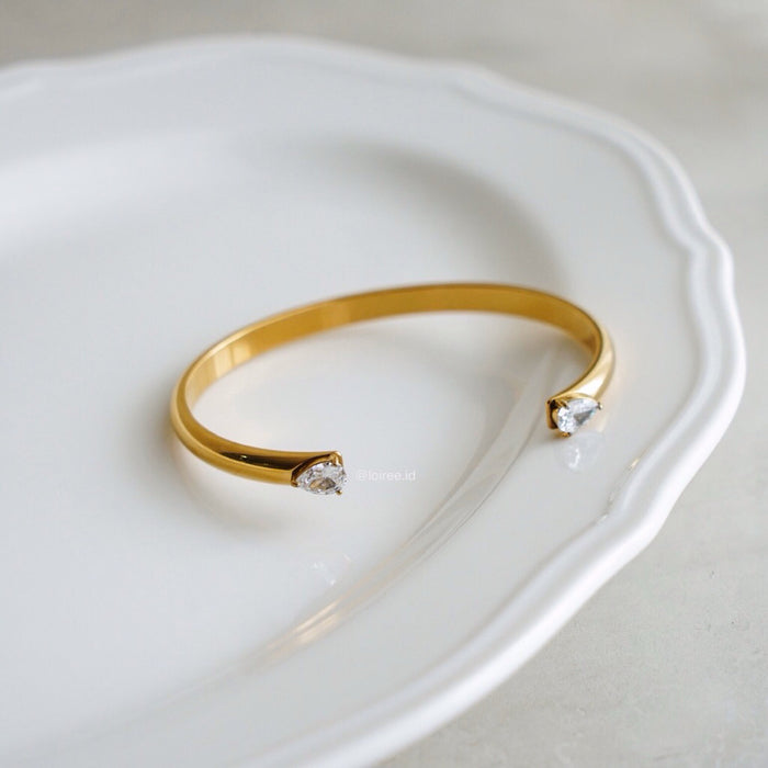 ADALYN Zirconia Cuff Bangle Bracelet - 18K Gold Plated Stainless Steel