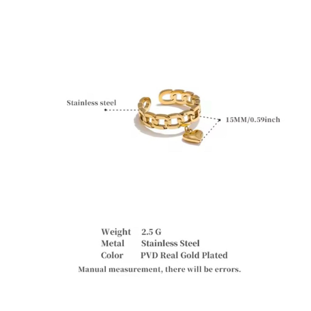 BRIAR Heart Adjustable Ring - 18K Gold Plated Stainless Steel