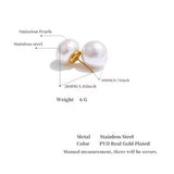 LEILA Flat Pearl Earrings - 18K Gold Plated Stainless Steel