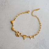 BREAD PENDANT Pastry Bow Chain Bracelet - Gold Plated