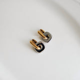 LOIREE - RAVEN Two Tone Earrings - Gold Plated Anti Karat Anti Alergi