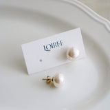 LEILA Flat Pearl Earrings - 18K Gold Plated Stainless Steel