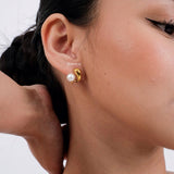DEAN Pearl Stud Earrings - 18K Gold Plated Stainless Steel