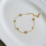 MARLEY Star & Moon Charms Bracelet - 18K Gold Plated Stainless Steel