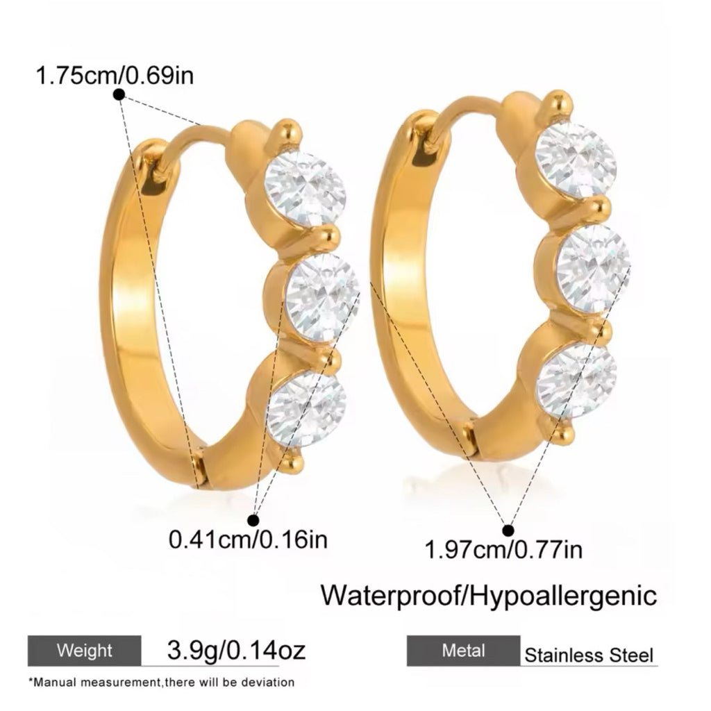 JULIAN Paved Hoop Earrings - 18K Gold Plated Stainless Steel