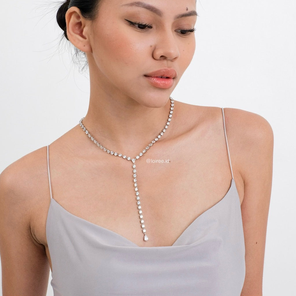 EVERLEIGH Zirconia Bridal Tennis Lariat Necklace - Wedding