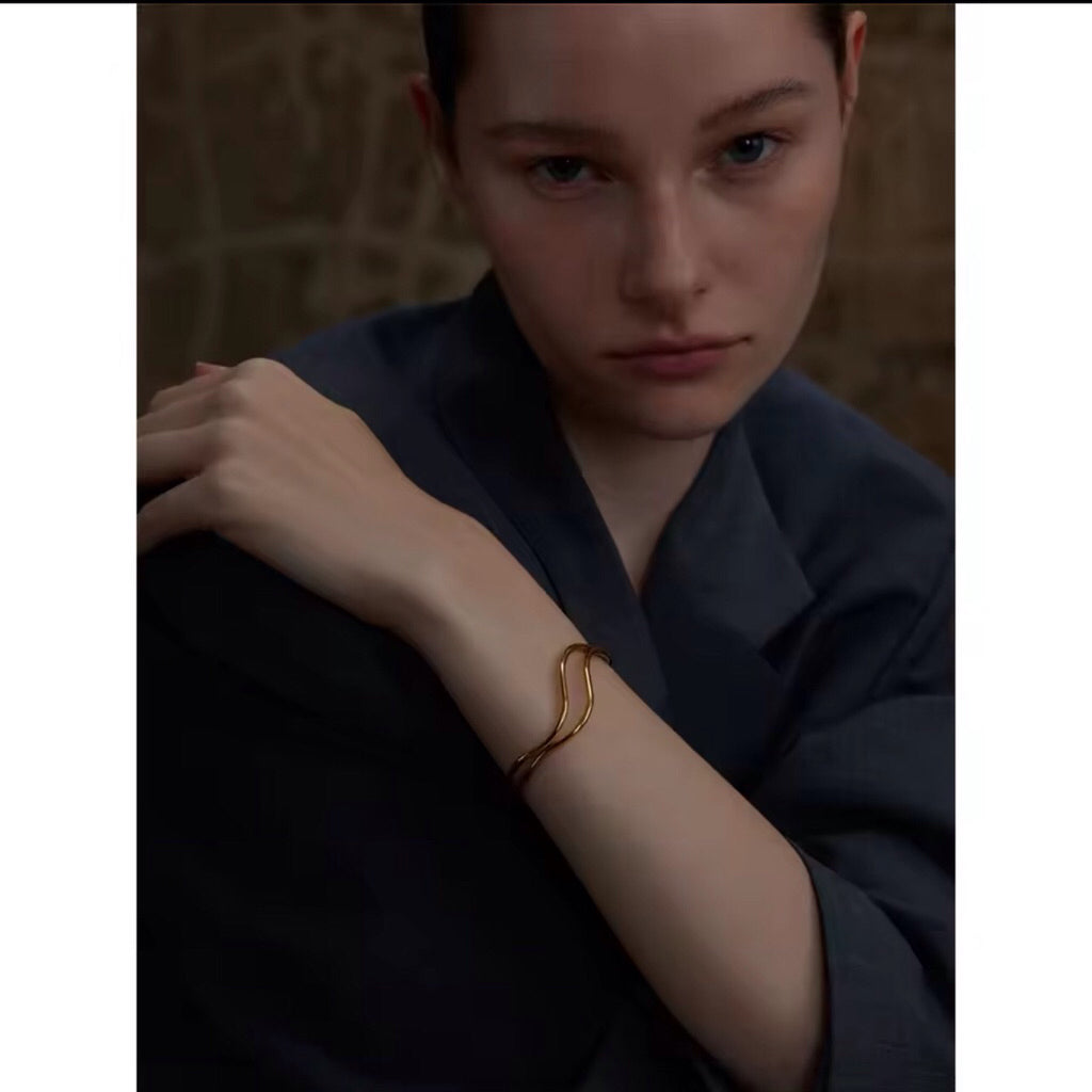 WILDER Double Layer Bangle - Gold Plated
