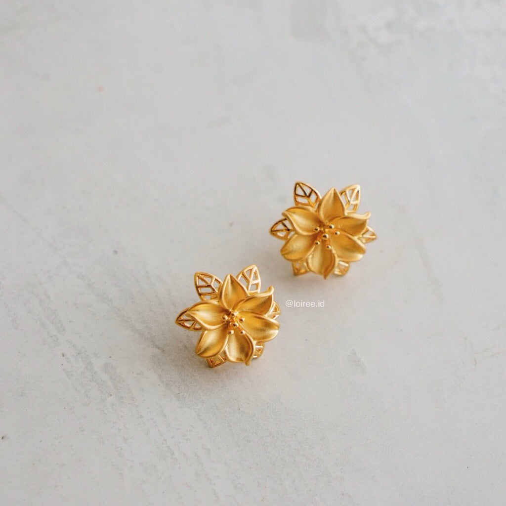AZALEA Flower Stud Earrings - Gold Plated