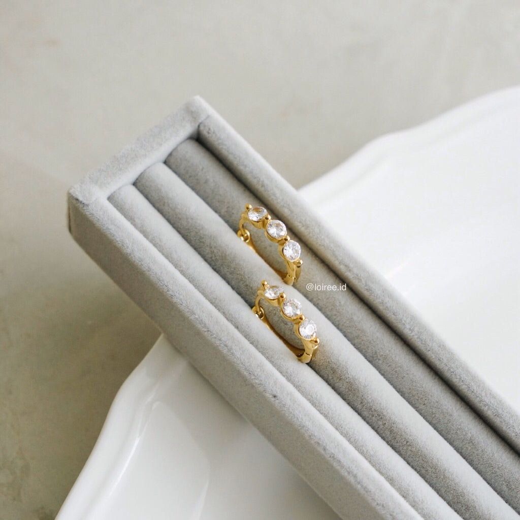 JULIAN Paved Hoop Earrings - 18K Gold Plated Stainless Steel