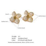 CARMINE Flower Enamel Earrings - 16K Gold Plated Stainless Steel