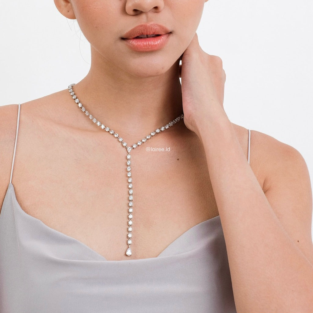 EVERLEIGH Zirconia Bridal Tennis Lariat Necklace - Wedding