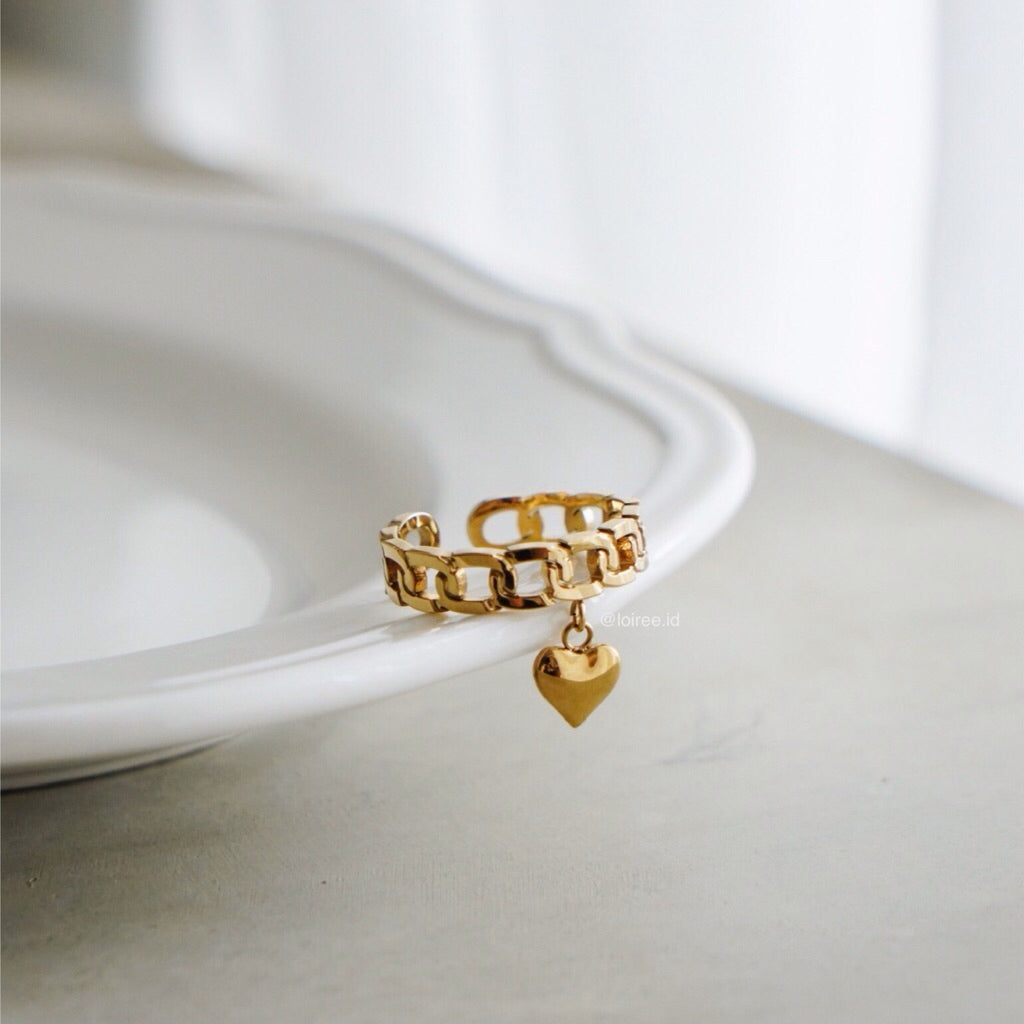 BRIAR Heart Adjustable Ring - 18K Gold Plated Stainless Steel