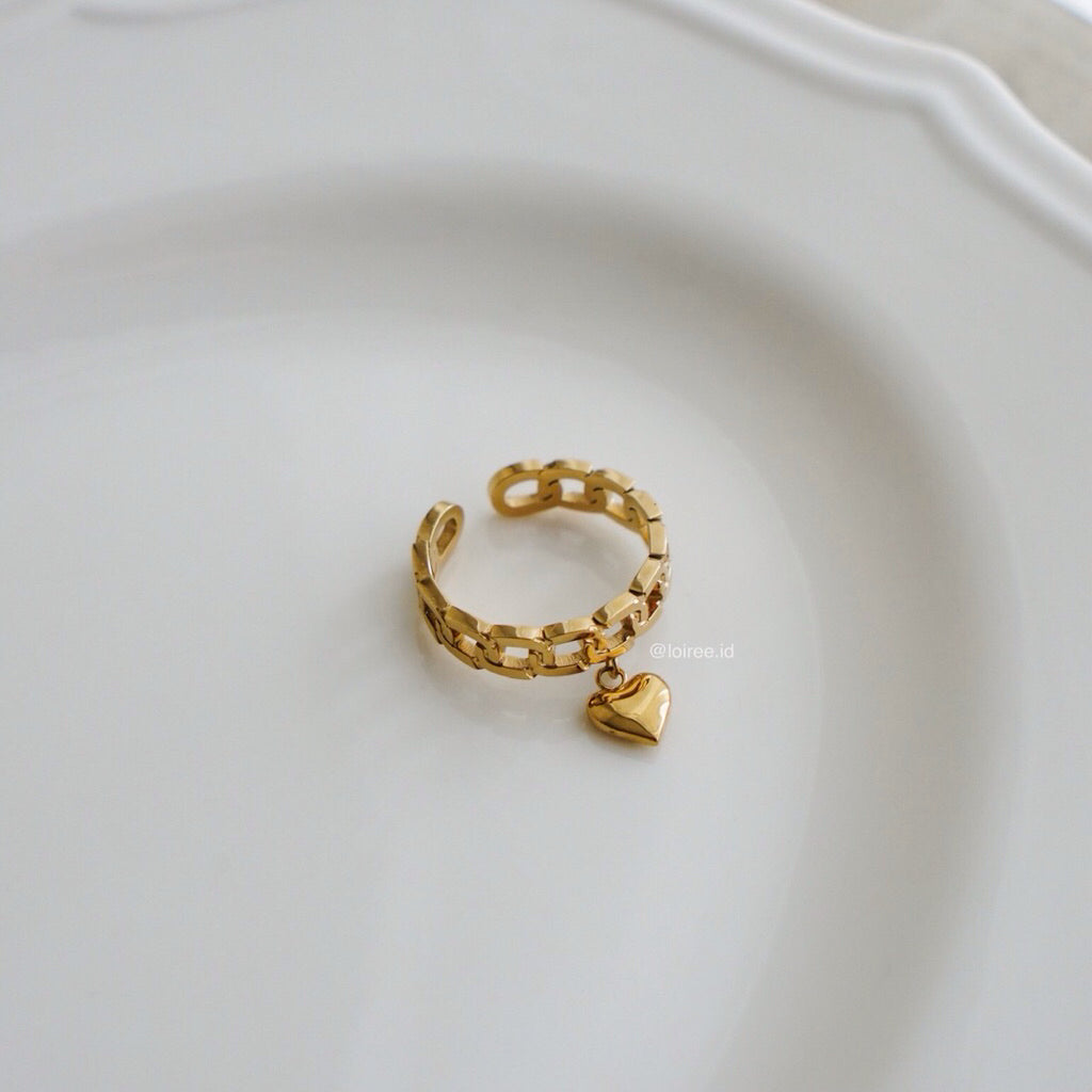 BRIAR Heart Adjustable Ring - 18K Gold Plated Stainless Steel