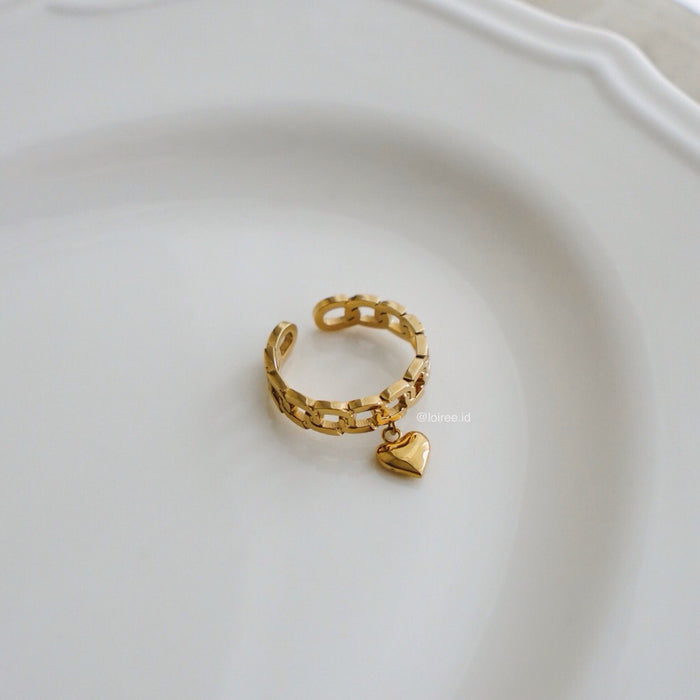 BRIAR Heart Adjustable Ring - 18K Gold Plated Stainless Steel