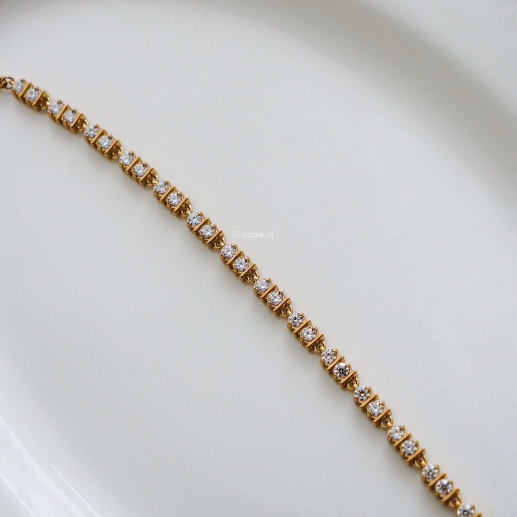 PIPER Zirconia Tennis Bracelet - 18K Gold Plated Stainless Steel