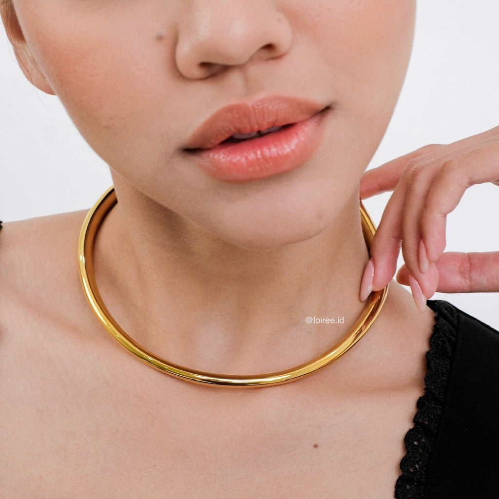 GRANDY Minimalist Classy Choker Necklace - 18K Gold Plated Stainless Steel