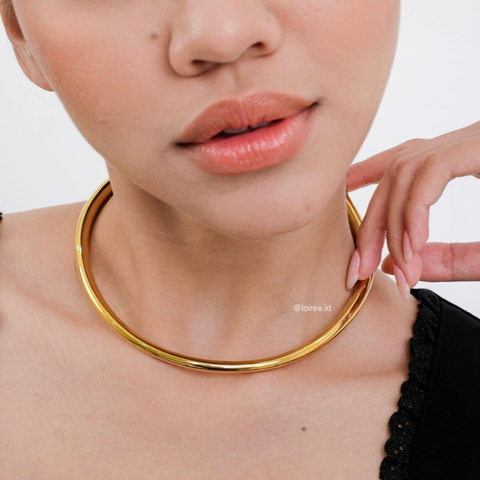 GRANDY Minimalist Classy Choker Necklace - 18K Gold Plated Stainless Steel