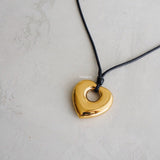 OLSON Black Wax Rope Necklace - Gold Plated