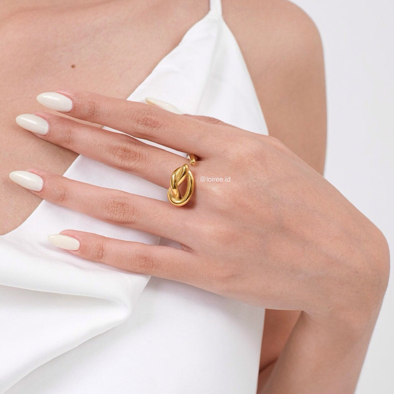 LOIREE - KEETH Knotted Ring - Gold Plated Anti Karat Anti Alergi