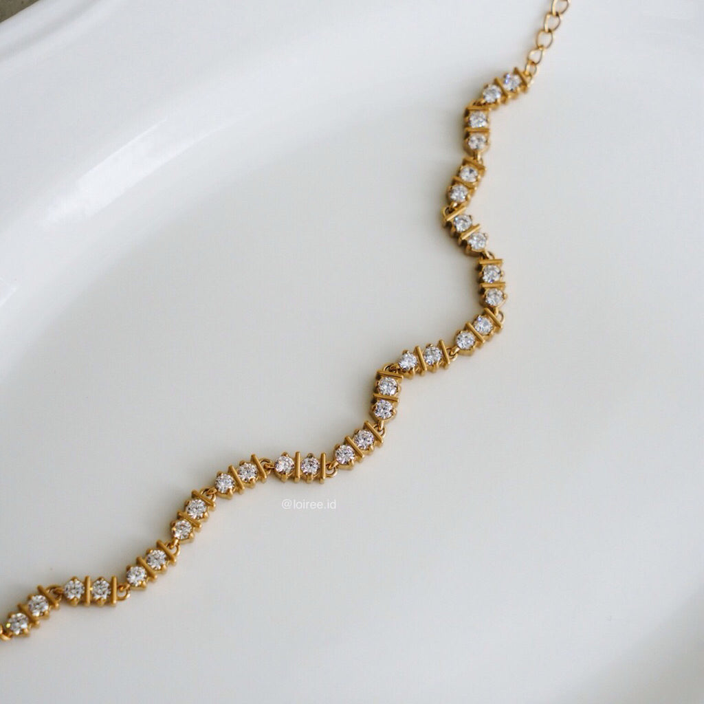 PIPER Zirconia Tennis Bracelet - 18K Gold Plated Stainless Steel