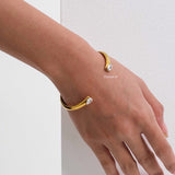ADALYN Zirconia Cuff Bangle Bracelet - 18K Gold Plated Stainless Steel