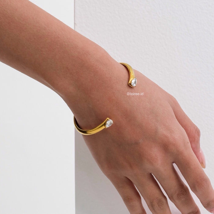 ADALYN Zirconia Cuff Bangle Bracelet - 18K Gold Plated Stainless Steel