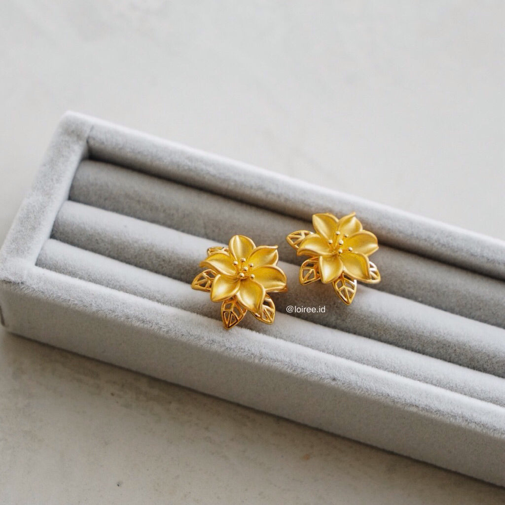AZALEA Flower Stud Earrings - Gold Plated