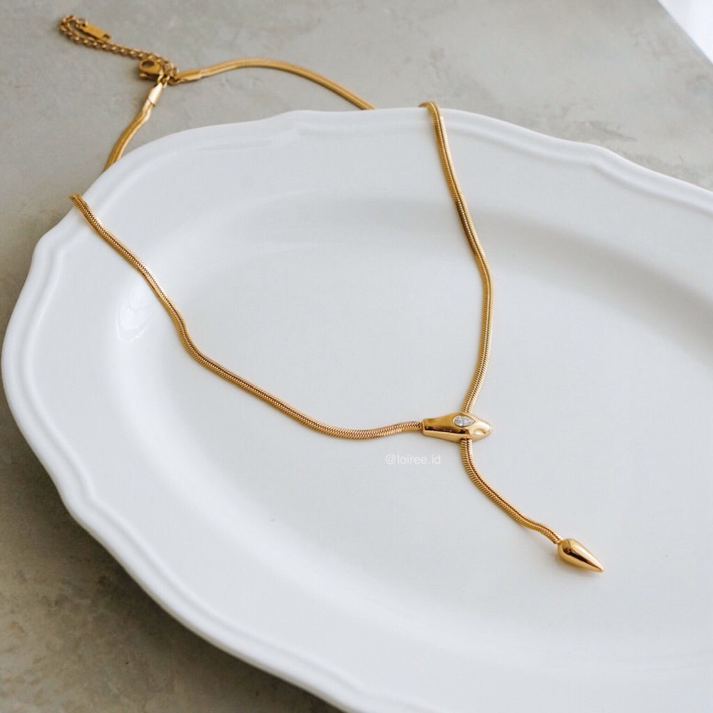 LENNOX Snake Pendant Necklace - Gold Plated
