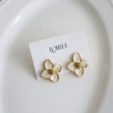 CARMINE Flower Enamel Earrings - 16K Gold Plated Stainless Steel