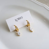 SKYLAR Teardrop Pendant Hoop Earrings - 18K Gold Plated Stainless Steel