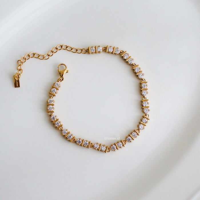 PIPER Zirconia Tennis Bracelet - 18K Gold Plated Stainless Steel